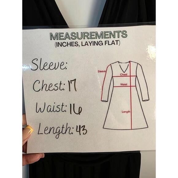 Dressbarn Black Ruched Midi Dress 4 Short Flutter Sleeves V-Neck Polyester Blen - Picture 8 of 8